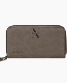Personalized Suede Leather Zipper Clutch For Her