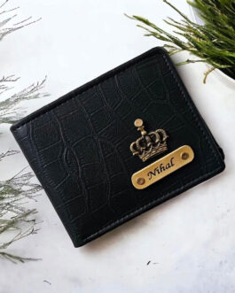 Personalized Sleek Croc Style Wallet With Name & Charm